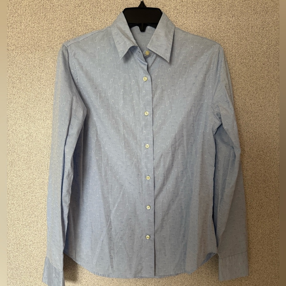 Etro Made in Italy Mens Paisley Print Cottok‎ Sz 42 Blue long sleeve button down